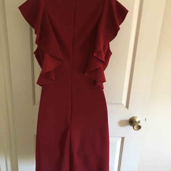 She & Sky🎄 Holiday Ruffle Dress Burgundy Dark Red *NEW*  (Juniors L) - Picture 2 of 5